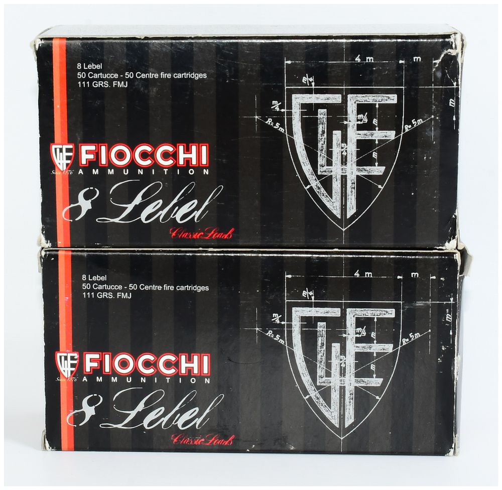 Lot 466: Fiocchi 8 Lebel 111 GRS. FMJ Ammunition, 100 Rounds