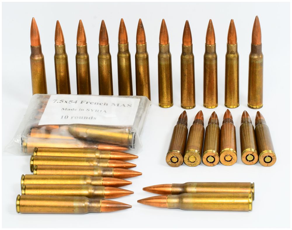 Lot 476: 35 Rounds 7.5x54 French MAS Rifle Ammunition, Made in Syria