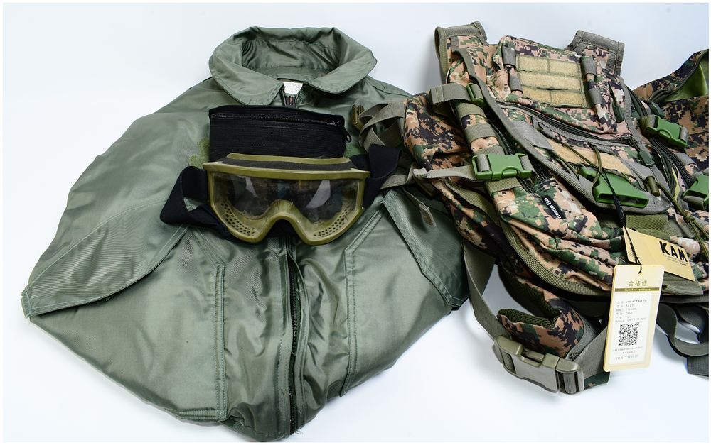 Lot 496: A Collection of Propper International MIL-J-83388E Flyer's Jacket and Digital Camouflage Tactical Equipment