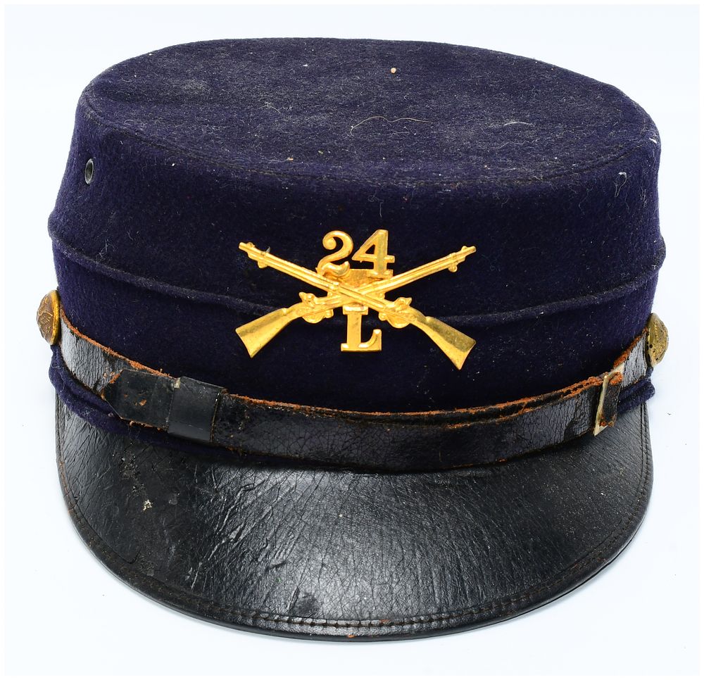 Lot 574: M1895 U.S. Army 24th Infantry Enlisted Forage Cap, Spanish-American War Era