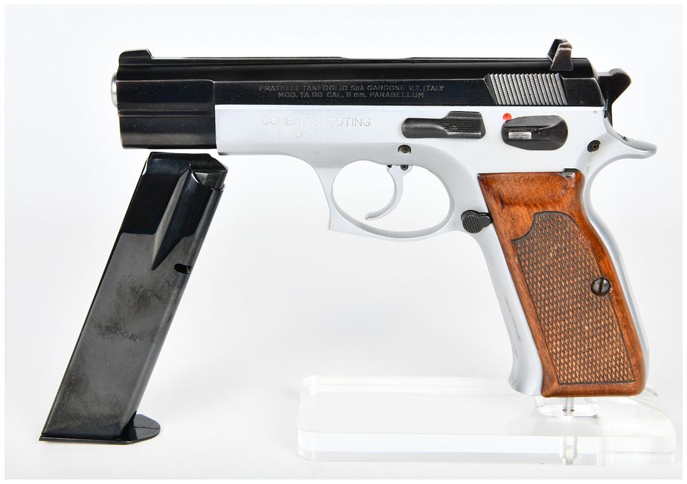 Lot 1084: A Fratelli Tanfoglio TA 90 Combat Shooting Two-Tone 9mm Parabellum Semi-Automatic Pistol, dated 1985