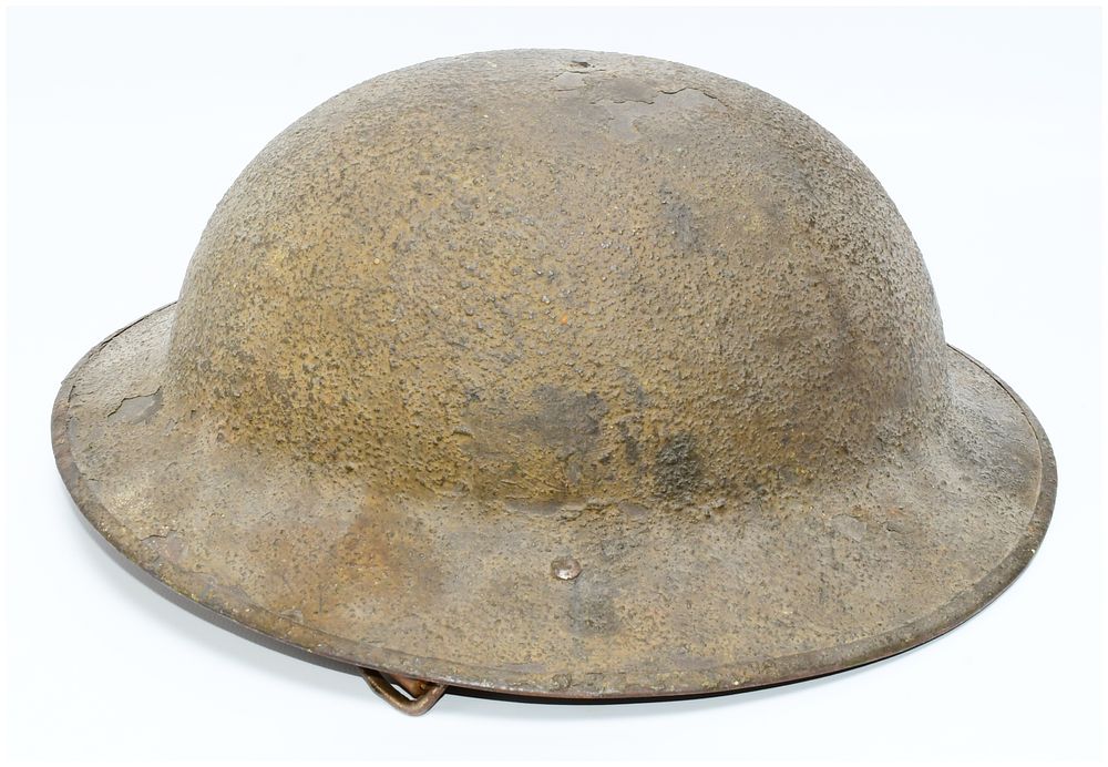 Lot 1153: WWI US Army M1917 Doughboy Helmet with Painted Insignia and Named Chinstrap