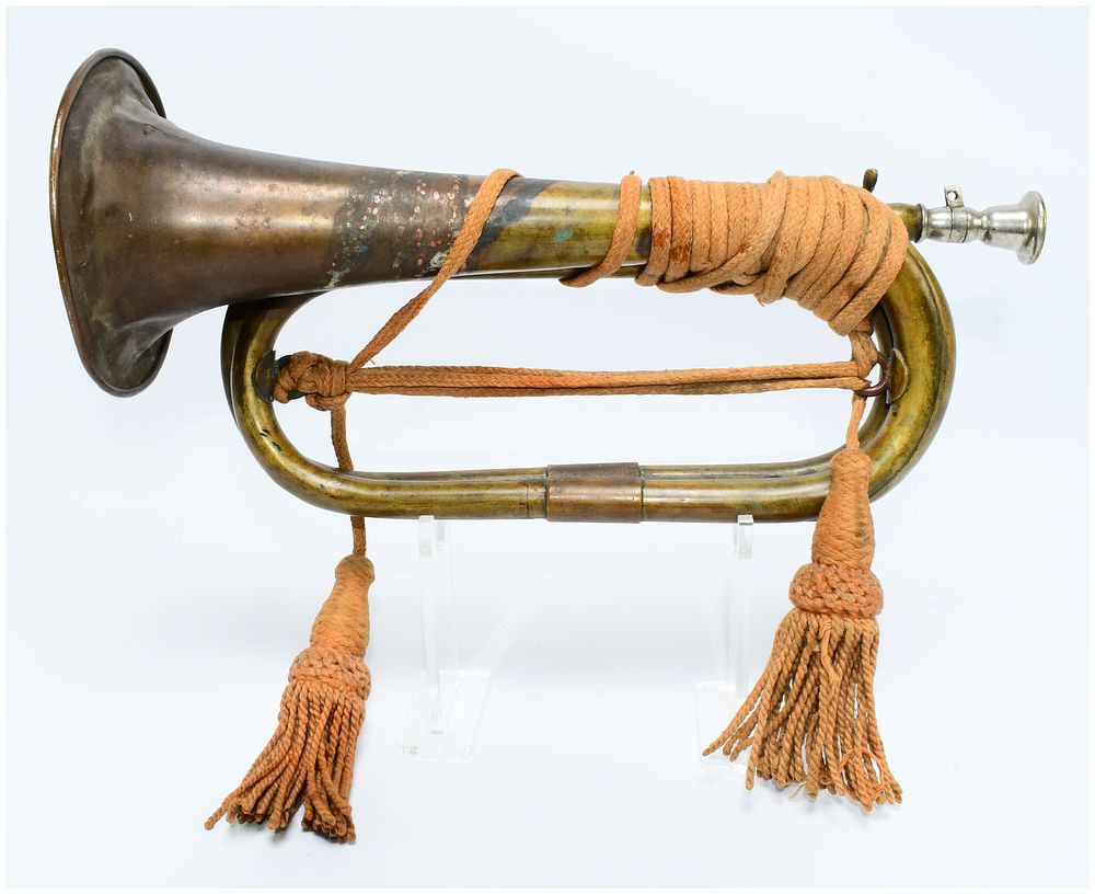 Lot 1213: WWII Imperial Japanese Army Brass Bugle with Cordage