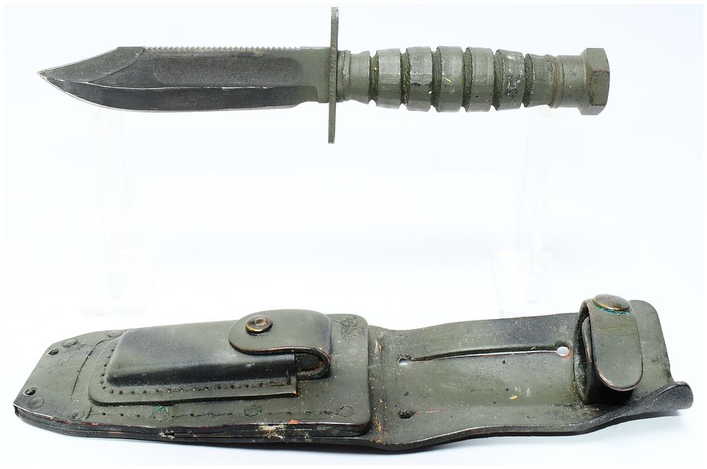 Lot 1357: Ontario Pilot Survival Knife, Model 5-01, with Sheath and Sharpening Stone