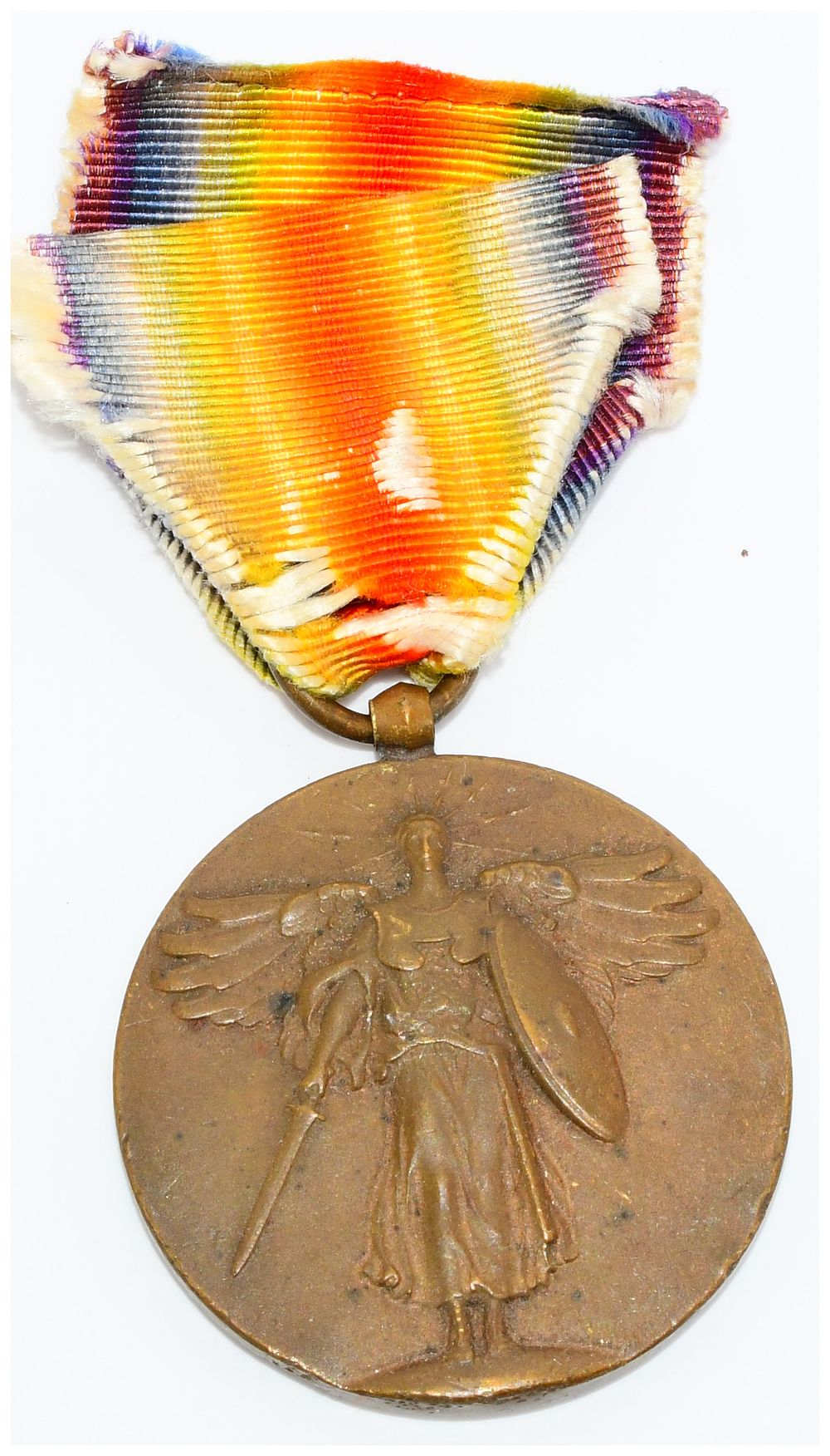 Lot 1399: United States World War I Victory Medal with Rainbow Ribbon