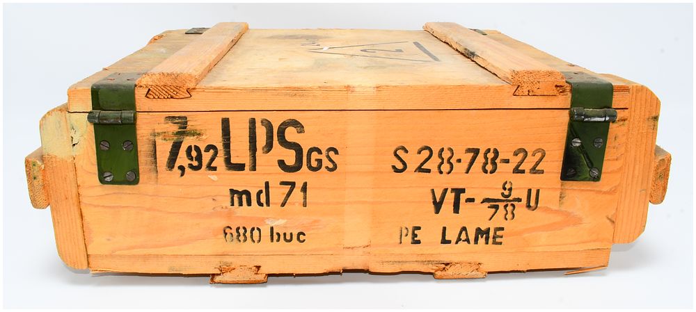 Lot 1562: Romanian Military Surplus 7.92mm (8mm Mauser) Ammunition Crate, Model 1971