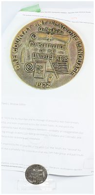 1922 Ku Klux Klan So-Called Dollar Token, HK 908. A 1922 Ku Klux Klan So-Called Dollar Token, HK 