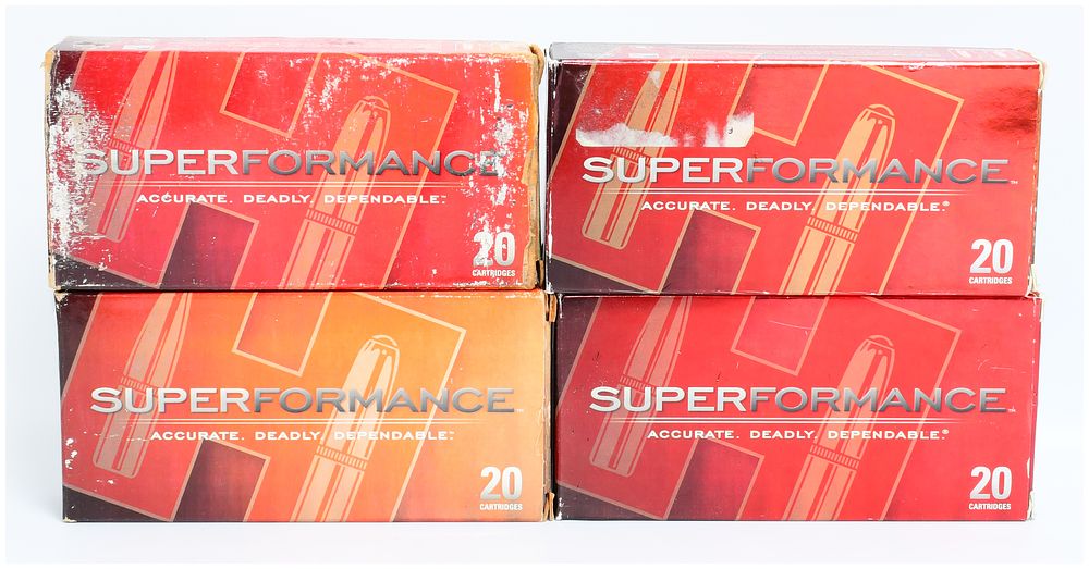 Lot 100: Four Boxes Hornady Superformance .300 RCM Ammunition, 150gr & 180gr SST, 80 Rounds
