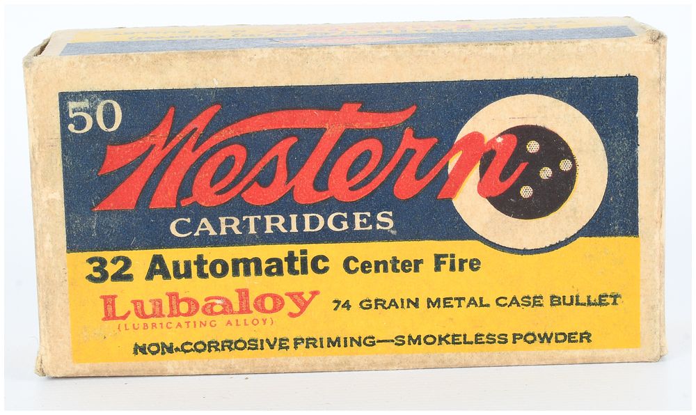 Lot 116: Vintage Western 32 Automatic Center Fire Lubaloy Ammunition, 46 Rounds