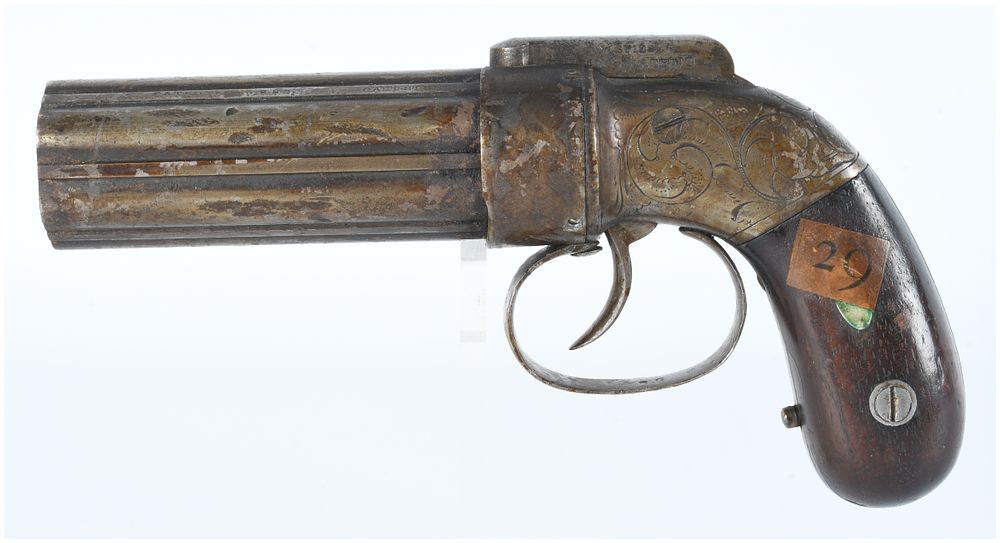 Lot 120: Allen & Thurber Six-Shot 1837 Patent Pepperbox Pistol, Retailed by A.W. Spies