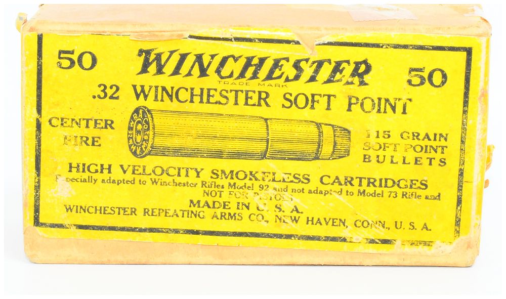 Lot 175: 50 Rounds of Vintage Winchester .32 Caliber Soft Point High Velocity Smokeless Cartridges