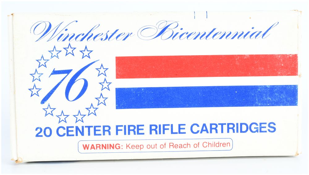 Lot 176: Winchester Bicentennial '76 .30-30 Commemorative Ammunition, Box of 20 Rounds
