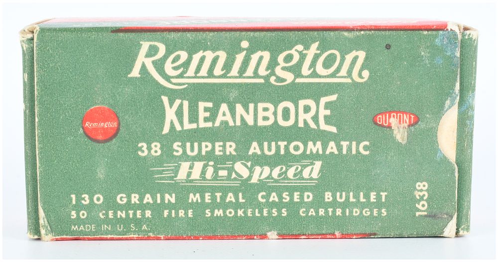 Lot 194: Vintage Remington Kleanbore .38 Super Automatic Ammunition Box with 48 Mixed Rounds