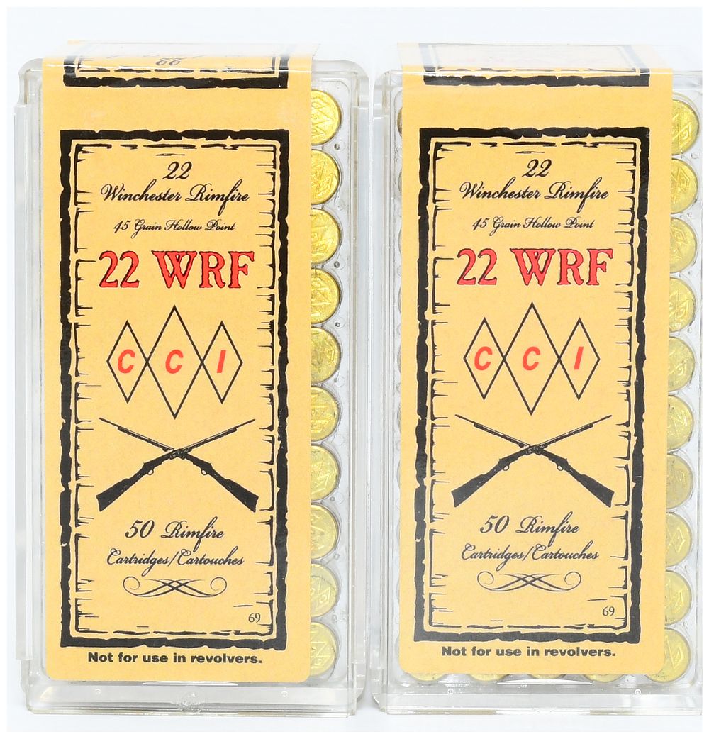 Lot 226: Two Boxes CCI 22 Winchester Rimfire (WRF) 45 Grain Jacketed Hollow Point Ammunition