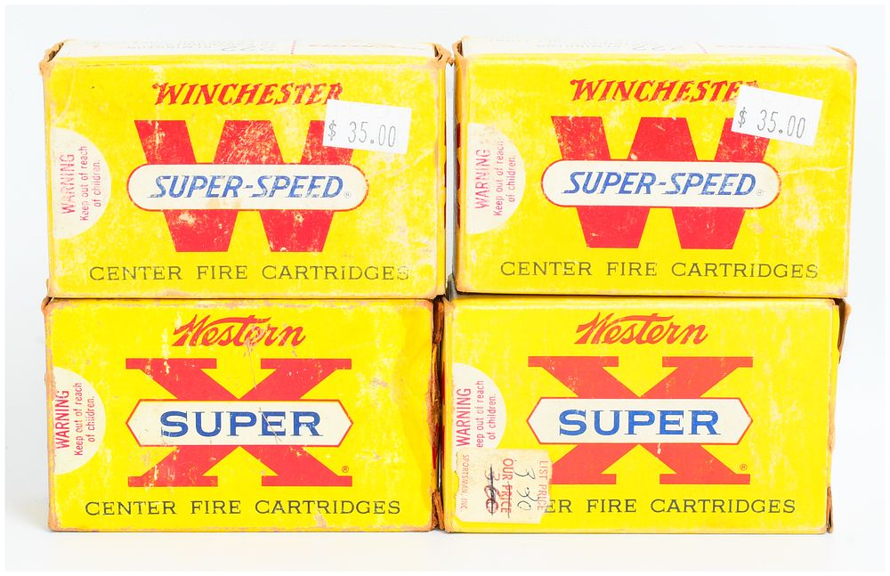 Lot 232: Four Boxes of Vintage Winchester Super-Speed and Western Super-X .222 Remington Ammunition