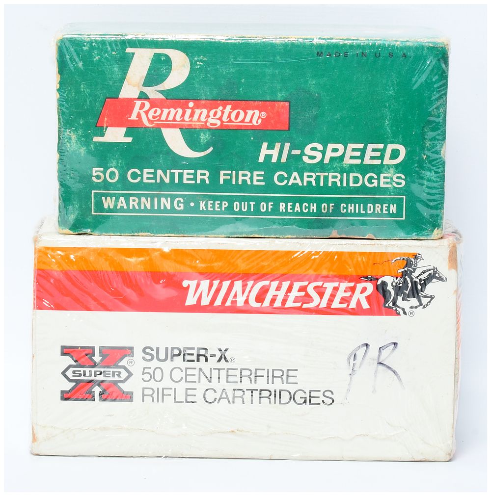 Lot 250: 100 Rounds Vintage Remington and Winchester .218 BEE Rifle Ammunition