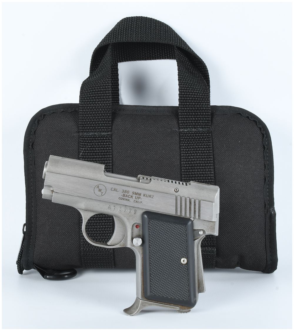Lot 252: AMT Backup .380 Semi-Automatic Pistol with Carrying Case