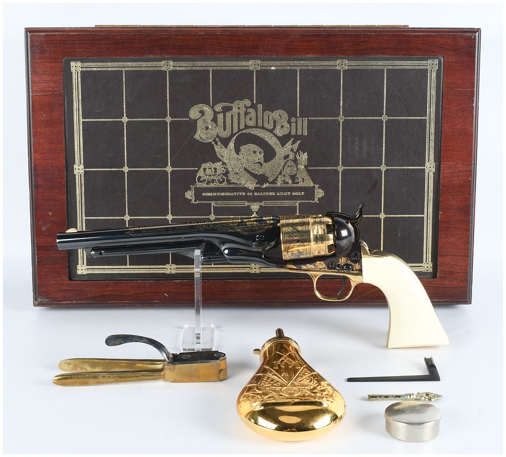 Lot 272: Cased United States Historical Society Buffalo Bill Centennial Presentation Commemorative 1860 Army Revolver Set