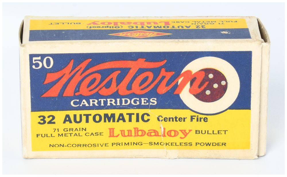 Lot 296: Vintage Western .32 Automatic Center Fire 71 Grain Lubaloy Ammunition, 50 Rounds