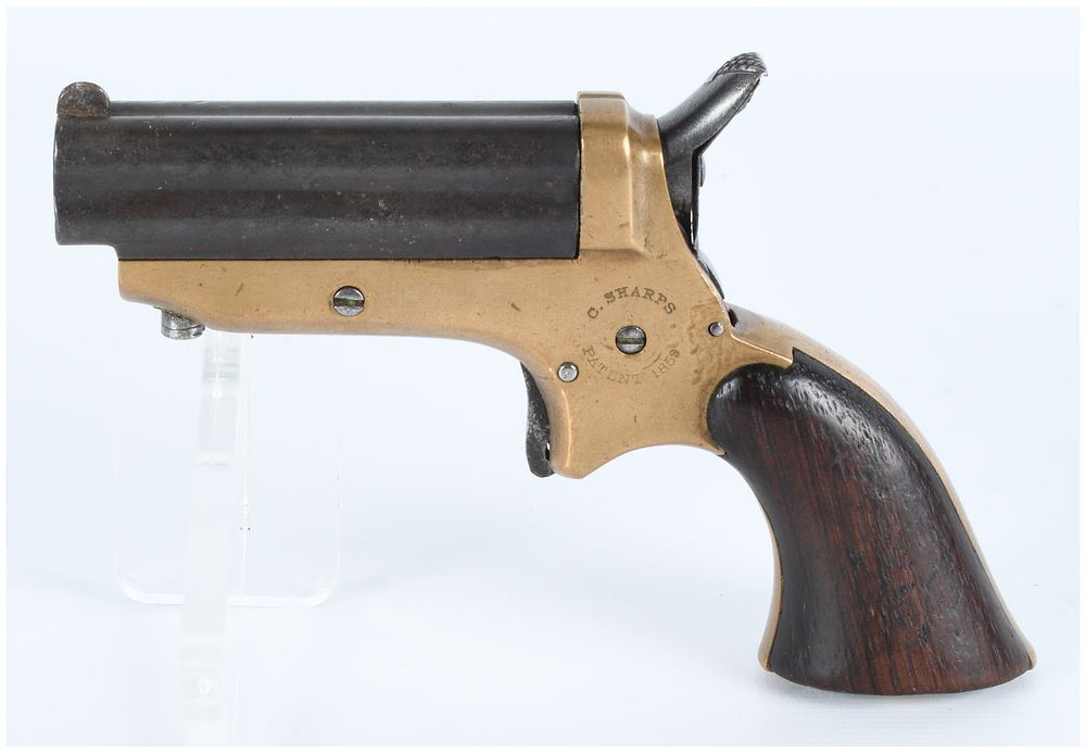 Lot 414: C. Sharps Model 1 Four-Barrel .22 Caliber Pepperbox Derringer Pistol, Patent 1859