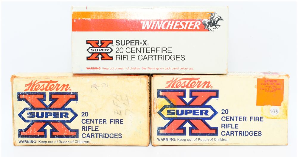 Lot 448: Three Boxes Winchester Western Super X .250 Savage Ammunition