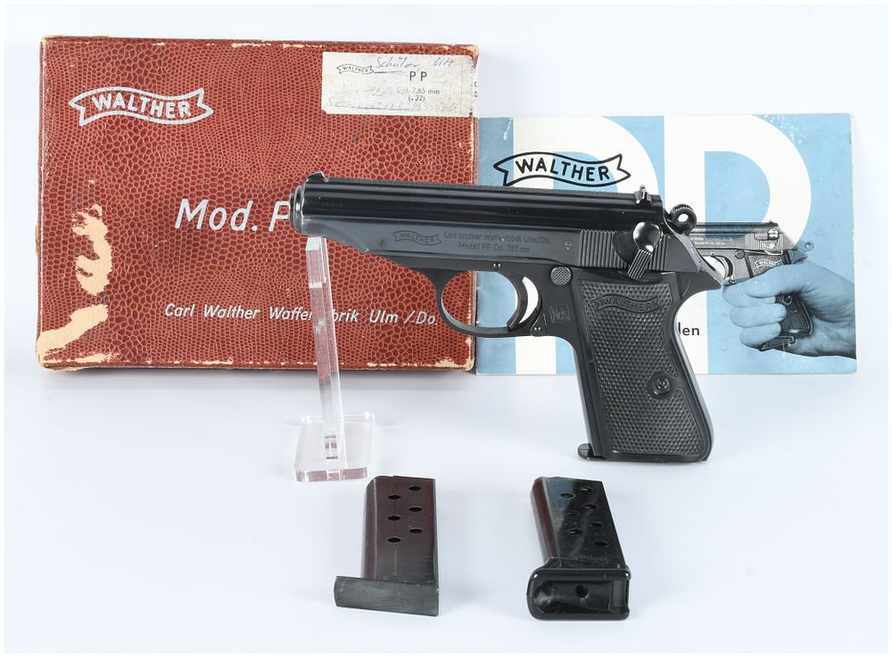 Lot 456: Walther Model PP Semi-Automatic Pistol, Dated 1963, Niedersachsen Police Issue, with Original Box and Two Spare Magazines