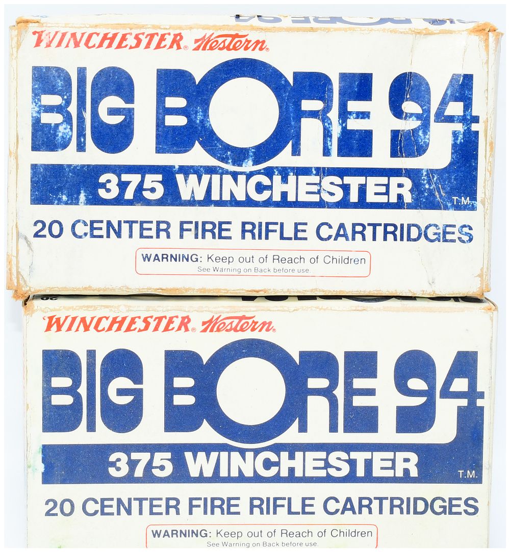 Lot 487: Winchester Western Big Bore 94 .375 Winchester Center Fire Rifle Cartridges, 40 Rounds