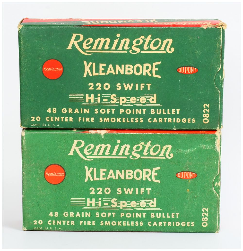 Lot 508: 40 Rounds Remington Kleanbore .220 Swift 48 Grain Vintage Ammunition