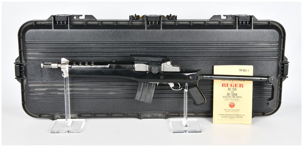Lot 515: NFA Class 3 Full Auto Ruger Mini-14 Selective Fire Machine Gun, .223 (5.56mm) with Folding Stock and Case