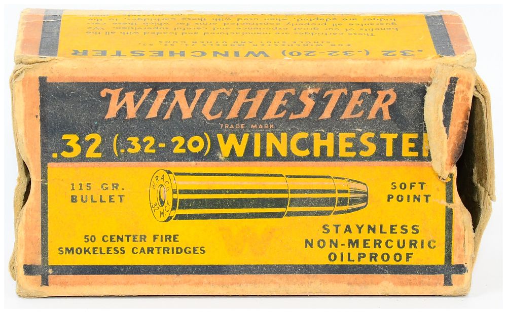Lot 529: 17 Rounds of Winchester .32 (.32-20) Caliber Ammunition with Original Box
