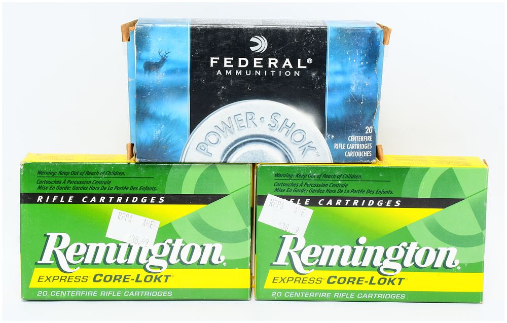 Lot 538: Three Boxes of Remington Core-Lokt and Federal Power-Shok .280 Remington Ammunition