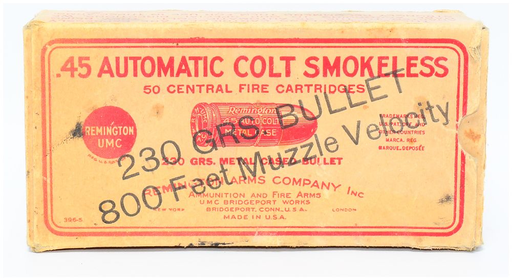 Lot 559: Vintage Remington-UMC .45 Automatic Colt Smokeless Cartridges (39 Rounds) with RCBS and Smith & Wesson Boxes