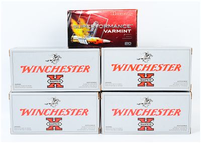 100 Rounds of Winchester and Hornady .222 REM Rifle Ammunition. This lot comprises 100 ROUNDS of 