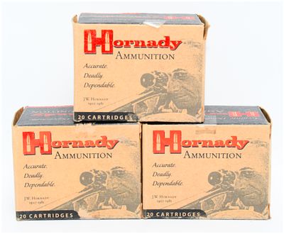 60 Rounds of 460 S&W 200gr FTX Hornady Ammo. A group of three boxes of Hornady 460 S&amp;W 