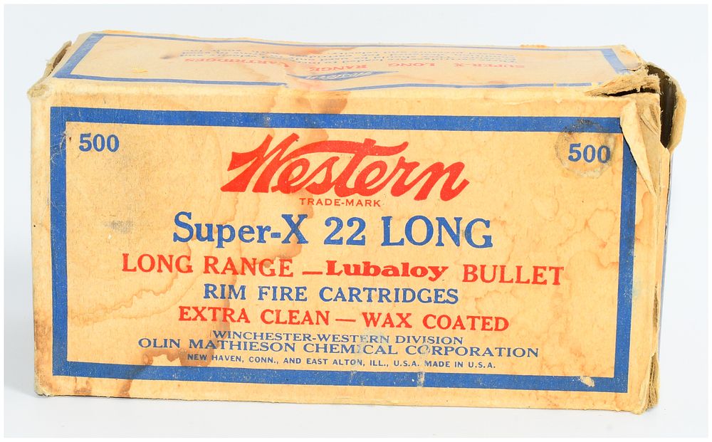 Lot 1048: Vintage Western Super-X 22 LONG Rim Fire Cartridges, 500 Rounds