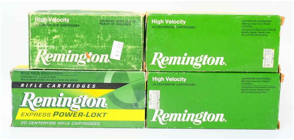 Lot 1060: 80 Rounds Remington High Velocity .17 Remington 25 Grain Power-Lokt Hollow Point Rifle Ammunition