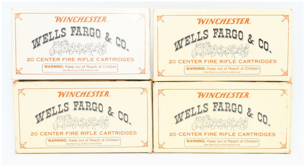 Lot 1063: Winchester Wells Fargo & Co. Commemorative 30-30 150 Gr. Silvertip Rifle Cartridges, 80 Rounds