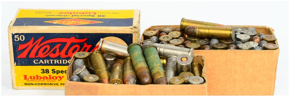Lot 1126: A Collection of 150 Rounds of Vintage .38 Special Ammunition, including Western Lubaloy
