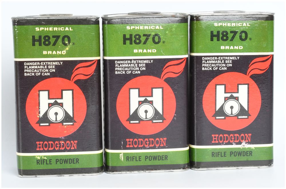 Lot 1157: Three Bottles of Hodgdon H870 Spherical Rifle Powder