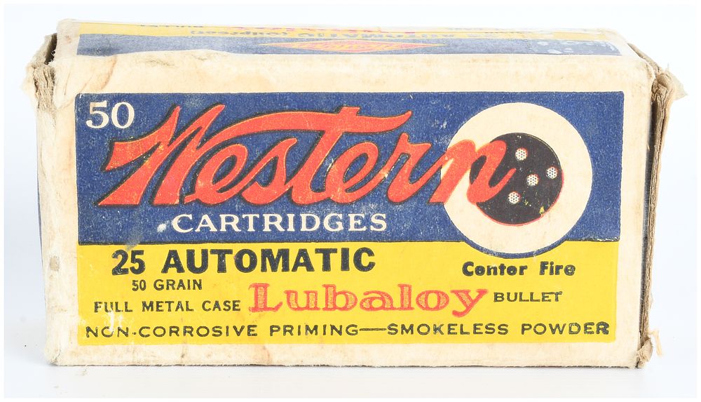 Lot 1175: Vintage Western .25 Automatic Lubaloy Ammunition, 41 Live Rounds