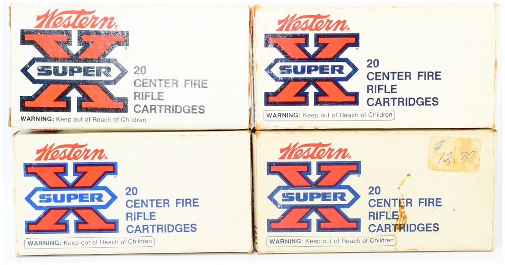 Lot 1177: A Group of Vintage Western Super X 225 Winchester Centerfire Rifle Cartridges, 80 Rounds