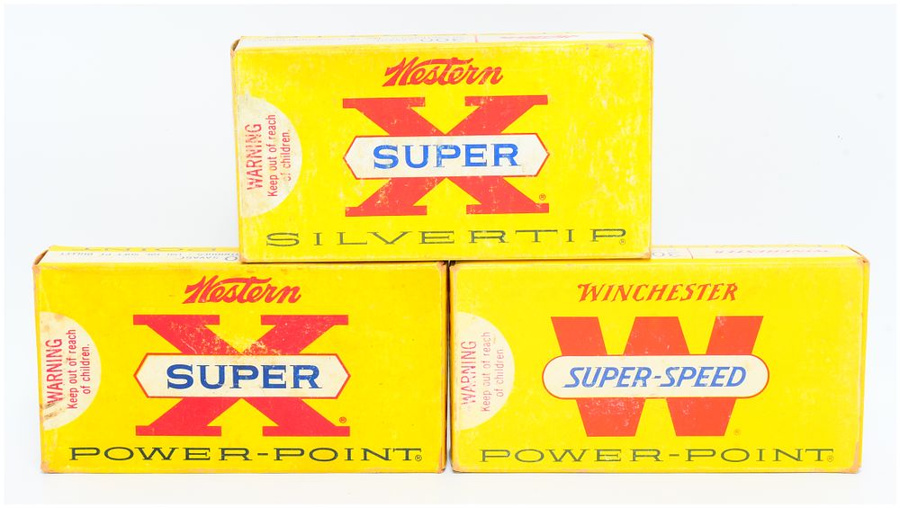 Lot 1183: Three Vintage Boxes of Western & Winchester .300 Savage Rifle Ammunition, 60 Rounds Total