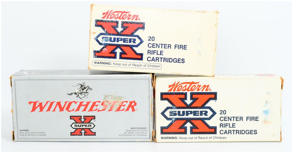 Lot 1186: 60 Rounds of Western and Winchester Super X .225 Winchester Rifle Ammunition