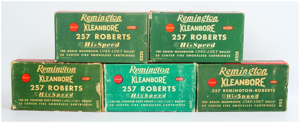 Lot 1192: Remington Kleanbore .257 Roberts Hi-Speed Rifle Cartridges, 100 Rounds