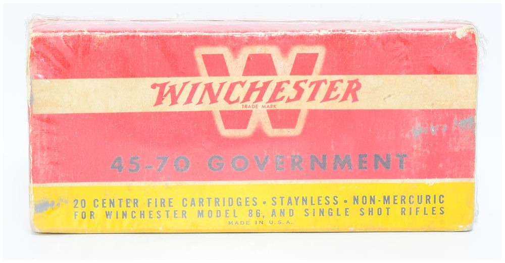 Lot 1252: Vintage Winchester .45-70 Government Ammunition, 20 Rounds, Factory Sealed