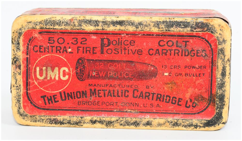 Lot 1264: 50 Rounds of Vintage The Union Metallic Cartridge Co. .32 Police Colt Central Fire Positive Cartridges