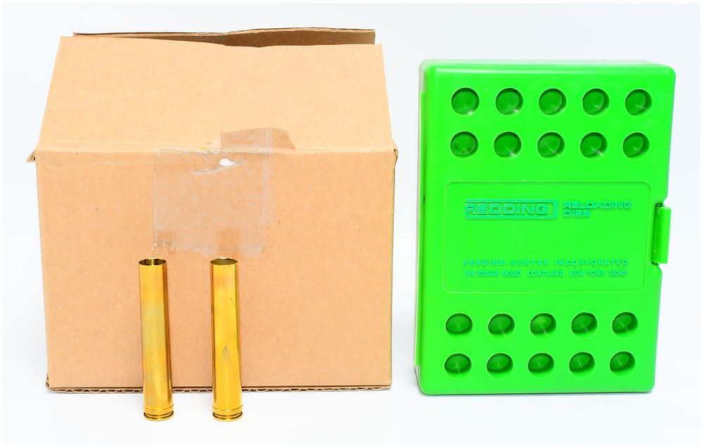 Lot 1307: 59 Count of Empty .458 Colt Brass Casings & Redding Reloading Die Set for .458 Lott