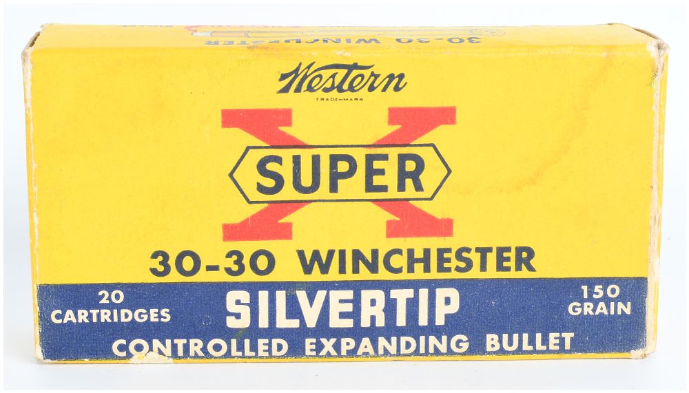 Lot 1355: Vintage Western Super-X 30-30 Winchester Silvertip Rifle Cartridges, 20 Live Rounds