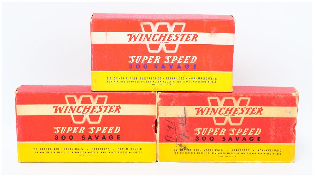 Lot 1369: Three Boxes of Winchester Super Speed .300 Savage Ammunition, 60 Rounds