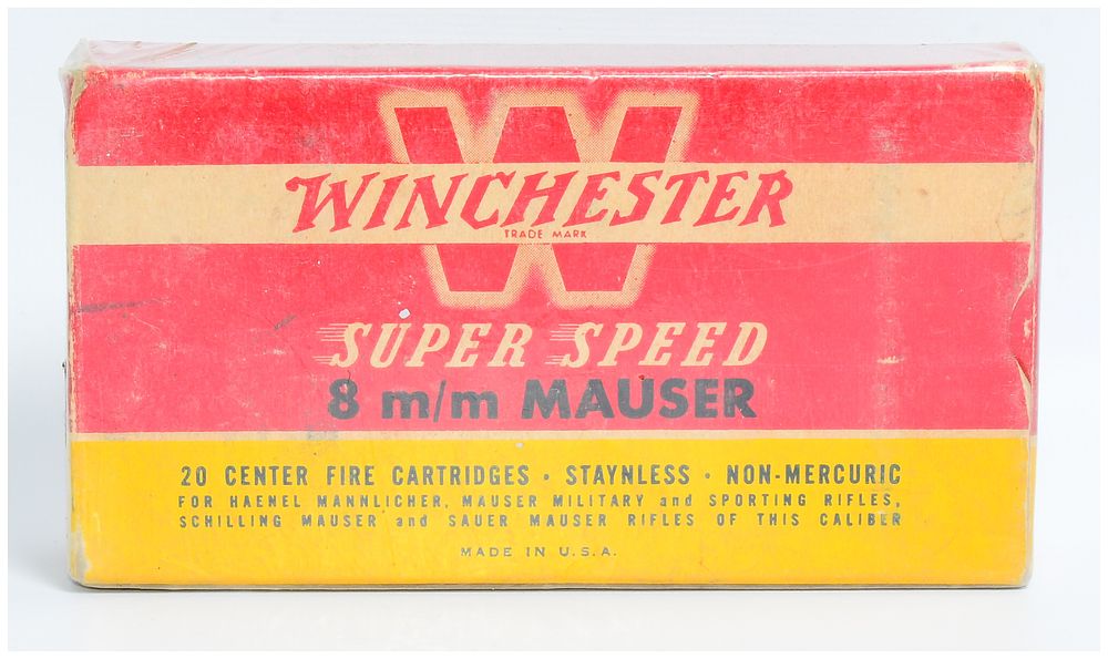 Lot 1372: Vintage Winchester Super Speed 8mm Mauser 170 Grain Soft Point Ammunition, 20 Rounds